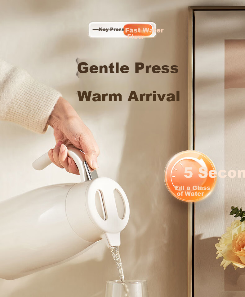 Supor 316L Stainless Steel Insulated Thermos Flask 2L Cream White Large Capacity Home Office Hot Water Bottle 10