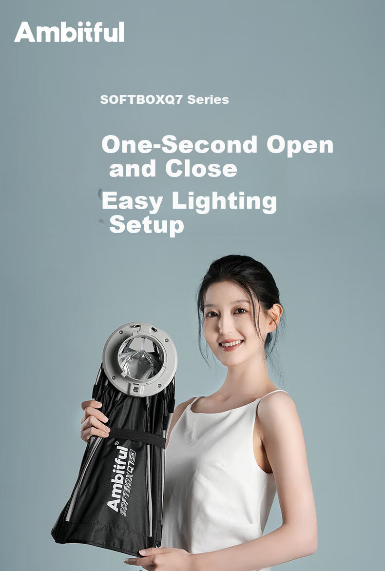 AMBITFUL ZhiJie Q7 Quick-Install Deep Octagonal 55CM Softbox with Bowens Mount Soft Diffuser for Godox SL150III Live Streaming Photography Light 1