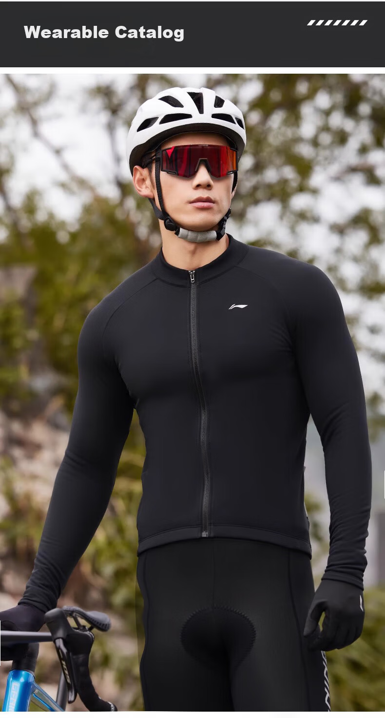 LI-NING Men's Cycling Jacket Fleece Lined Warm Long Sleeve Road Mountain Bike Windproof Jacket Gear 11