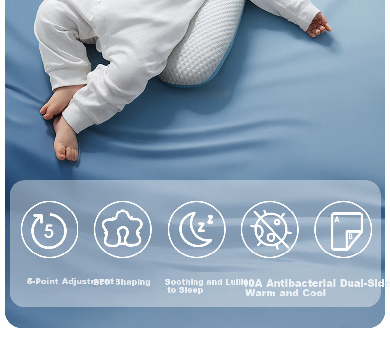 Aibedila Baby Shaping Pillow Newborn Head Correction Pillow 0-6 Months Anti-Flat Head Sleep Aid Blue 2