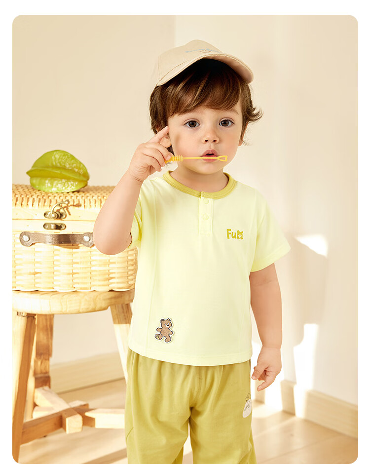 Balabala【balaOne】Baby Short Sleeve T-Shirt Infant Top 2026 Soft Comfortable Fresh Cute 12