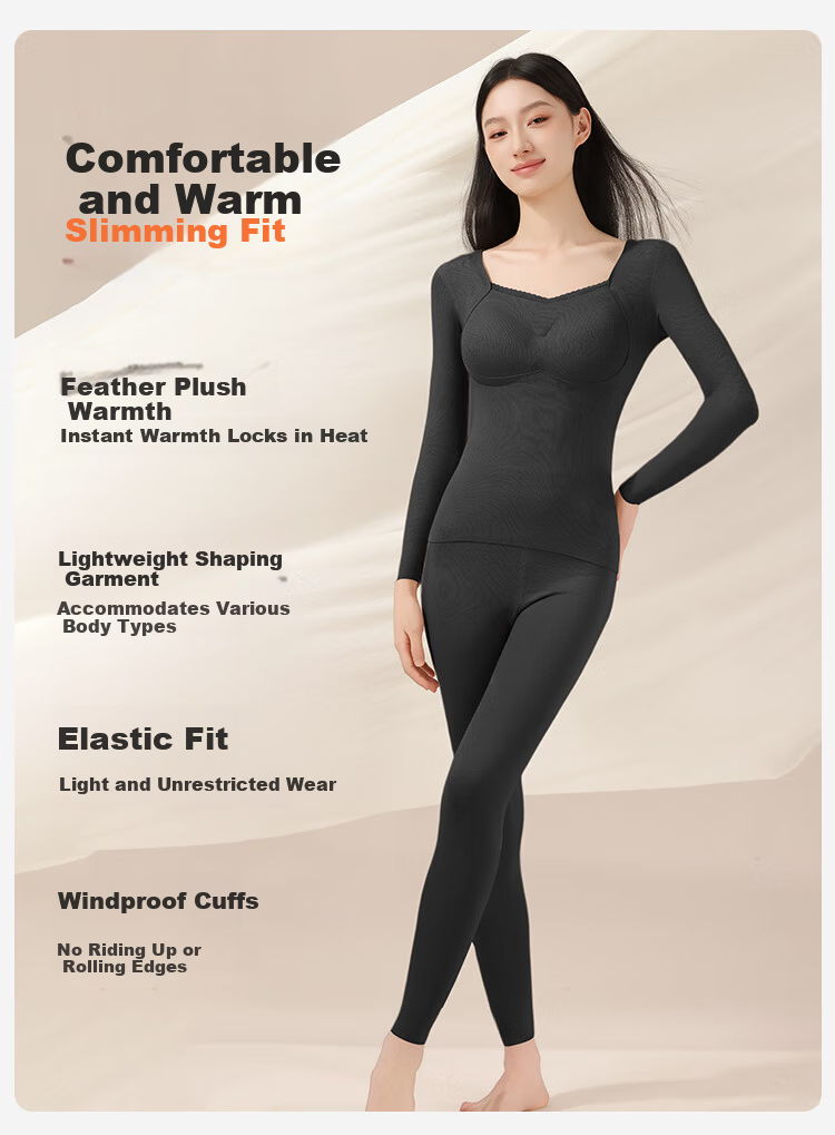Urban Beauty Women's Thermal Fleece Padded Bra Heat Retaining Underwear Set with Down Silk Autumn Winter 2XL 14