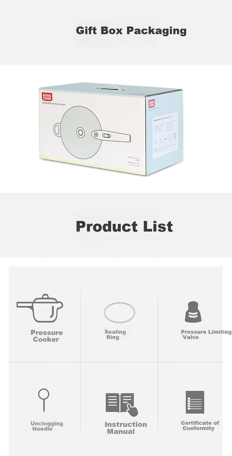 Kims Cook Classic Pressure Cooker 304 Thickened Stainless Steel Explosion-Proof Pressure Cooker Household Gas and Induction Cooker Compatible - Yellow 18