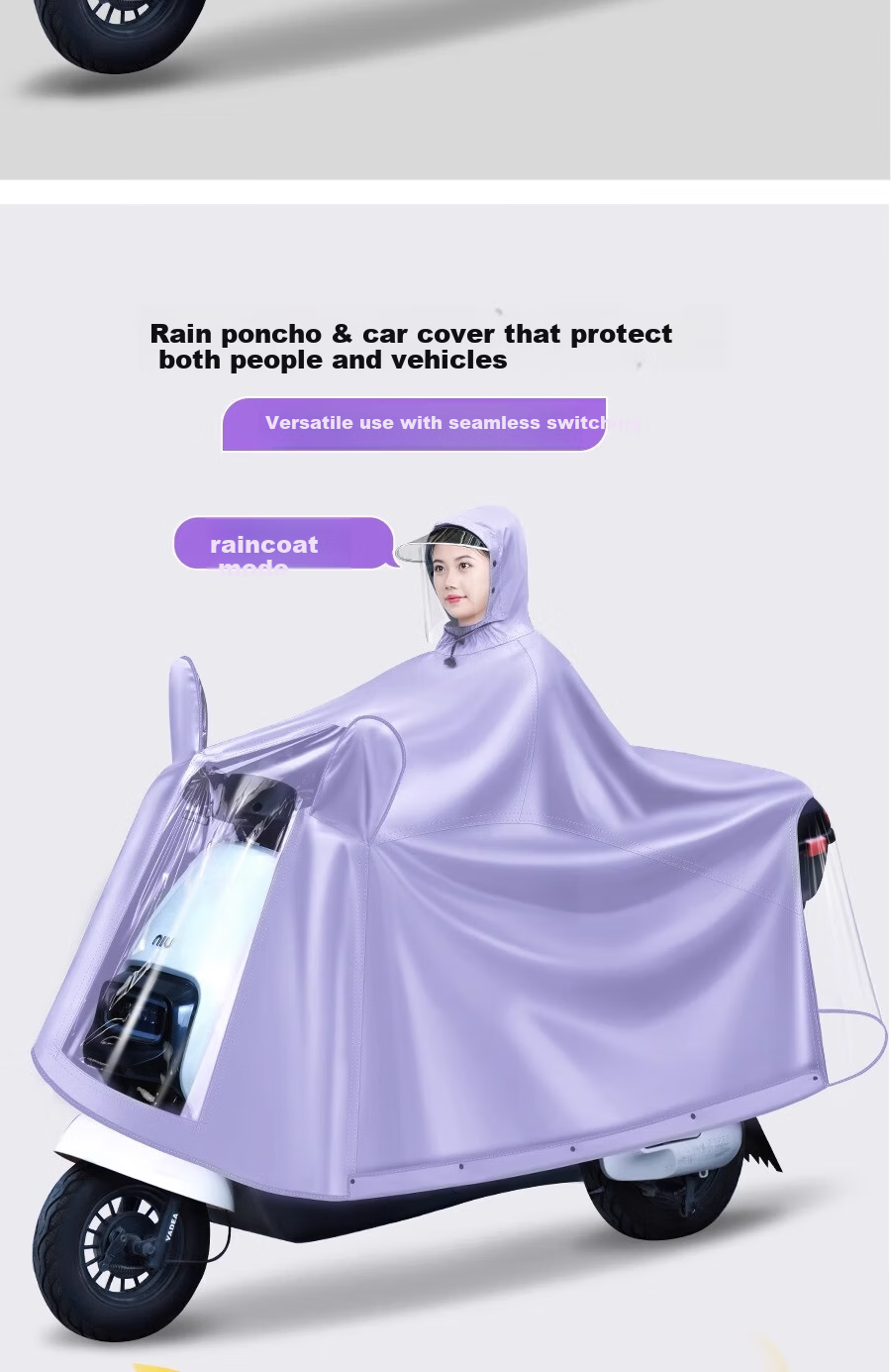 Zhengyu Electric Bicycle Raincoat, Extended Motorcycle Riding Poncho, Adult Enlarged Thickened Full-Body Storm Protection, Electric Scooter Cover 5