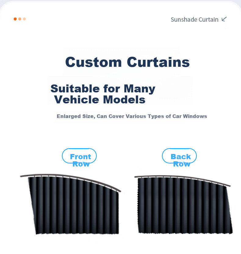TOKUSET Car Window Curtain Sunshade Track-Type Vehicle Privacy Curtain Magnetic Sliding Rail Car Interior Sun Protection 6