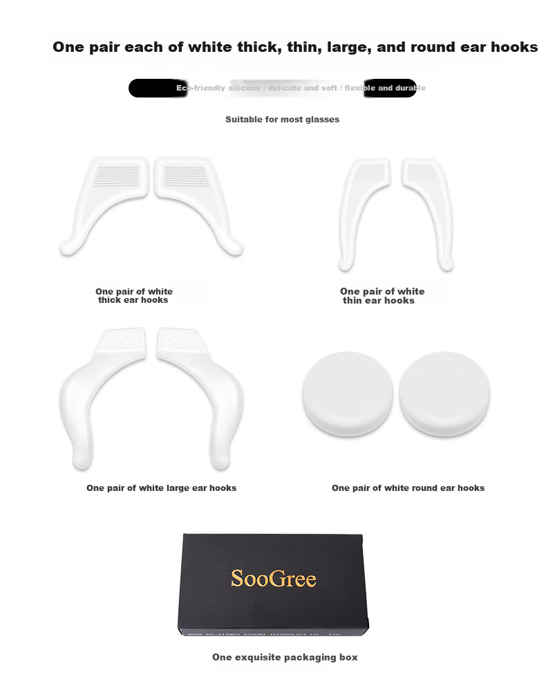 SooGree Anti-Slip Silicone Ear Hooks Replacement Eyeglass Temple Tips Accessories 12