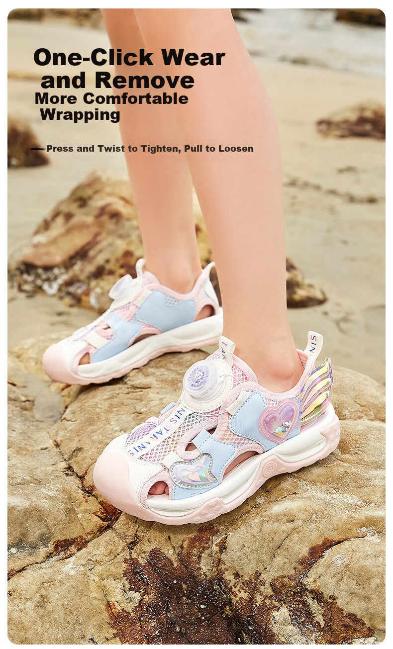 Tailannis Children's Summer Sandals Girls Non-slip Anti-collision Princess Breathable Sports Creek Shoes Pink/Blue Size 29 4