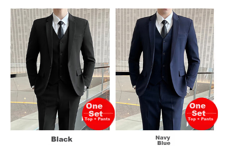 ROMON Men's Autumn Winter Solid Color Suit Jacket Slim Fit Business Formal Wedding Suit 3