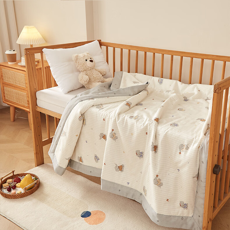 MUJI Pure Cotton Summer Quilt Xinjiang Cotton Cooling Air-Conditioned Thin Quilt Core 200x230cm Bubble Elephant 3