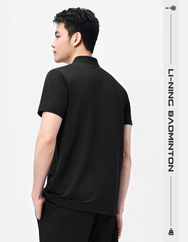 LI-NING Unisex Badminton Short Sleeve Polo Shirt with Turn-down Collar Casual Sports Tee 3XL 3