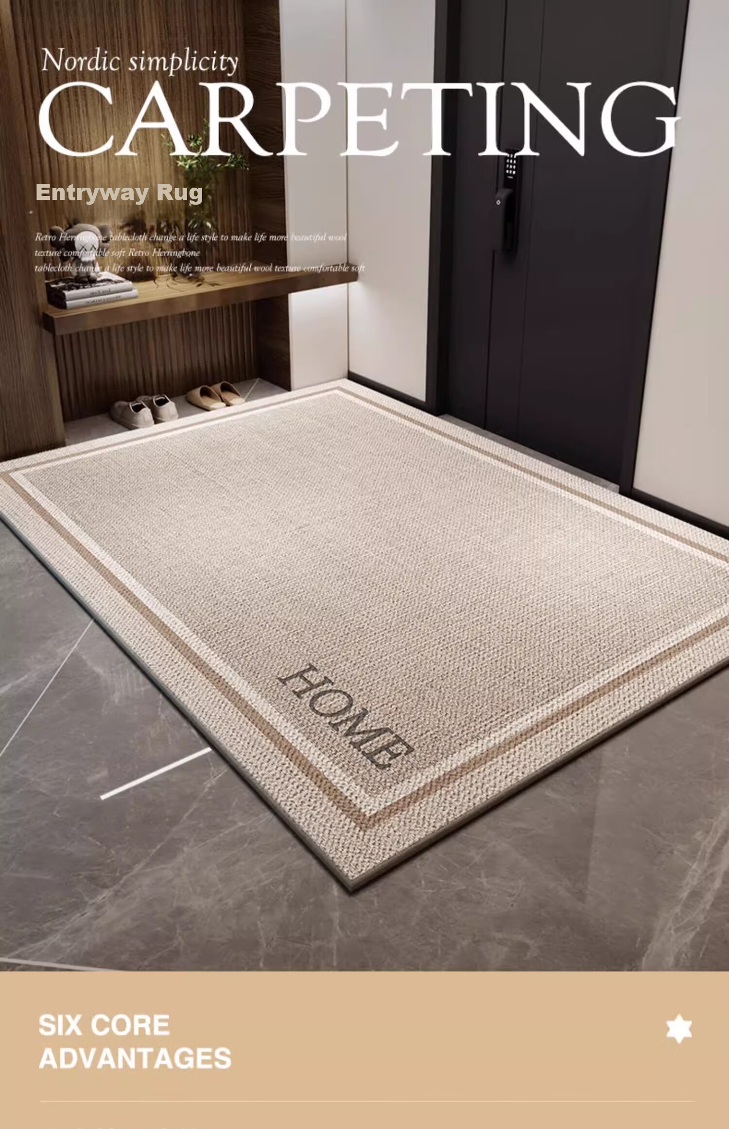 Yinshang Japanese Style Entryway Door Mat Low-Maintenance Entrance Rug Wabi-Sabi Aesthetic High-End Durable Doormat 1