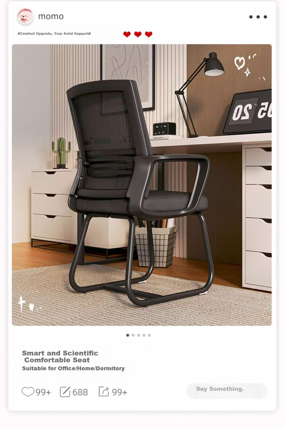 SGMW Ergonomic Office Chair Arched Design Comfortable Long Sitting Conference Chair Staff Chair Mahjong Chair with Backrest Computer Chair for Home Use 5