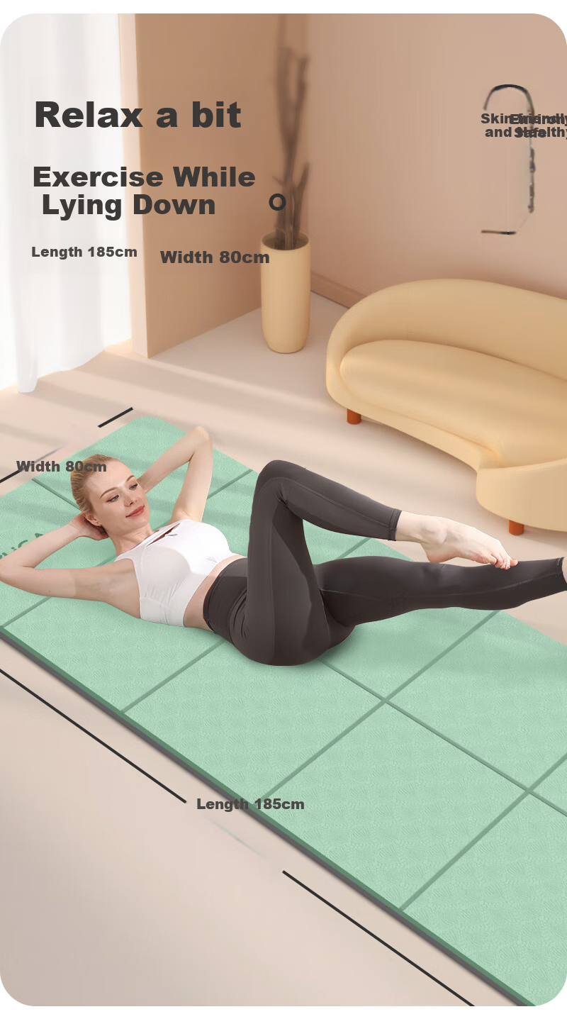 Gumifan Foldable Yoga Mat Women's Fitness Mat Home Portable Non-Slip Shockproof 185x80cm Adult Nap Mat 6mm Thick 7