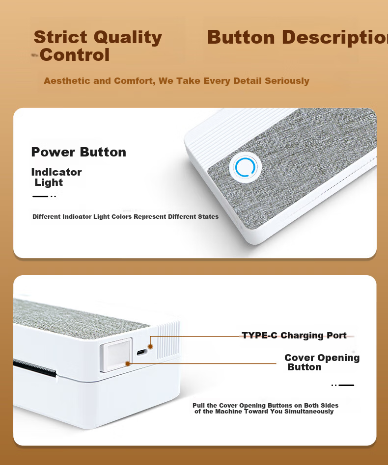 NTEUMM A4 Compact Portable Home Printer Wireless Bluetooth Mini Printer XL-P808 Double-Sided Printing for Students Homework and Notes 8