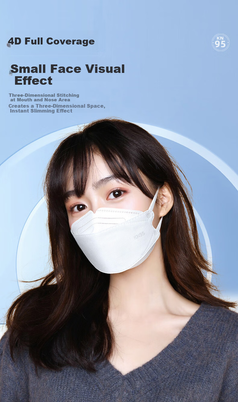 Leyoubaiyi KN95 Mask 50pcs Disposable 3D Dustproof Anti-Droplet Industrial Dust Haze Protection Double-Layer Meltblown Fabric Individually Packaged White 3