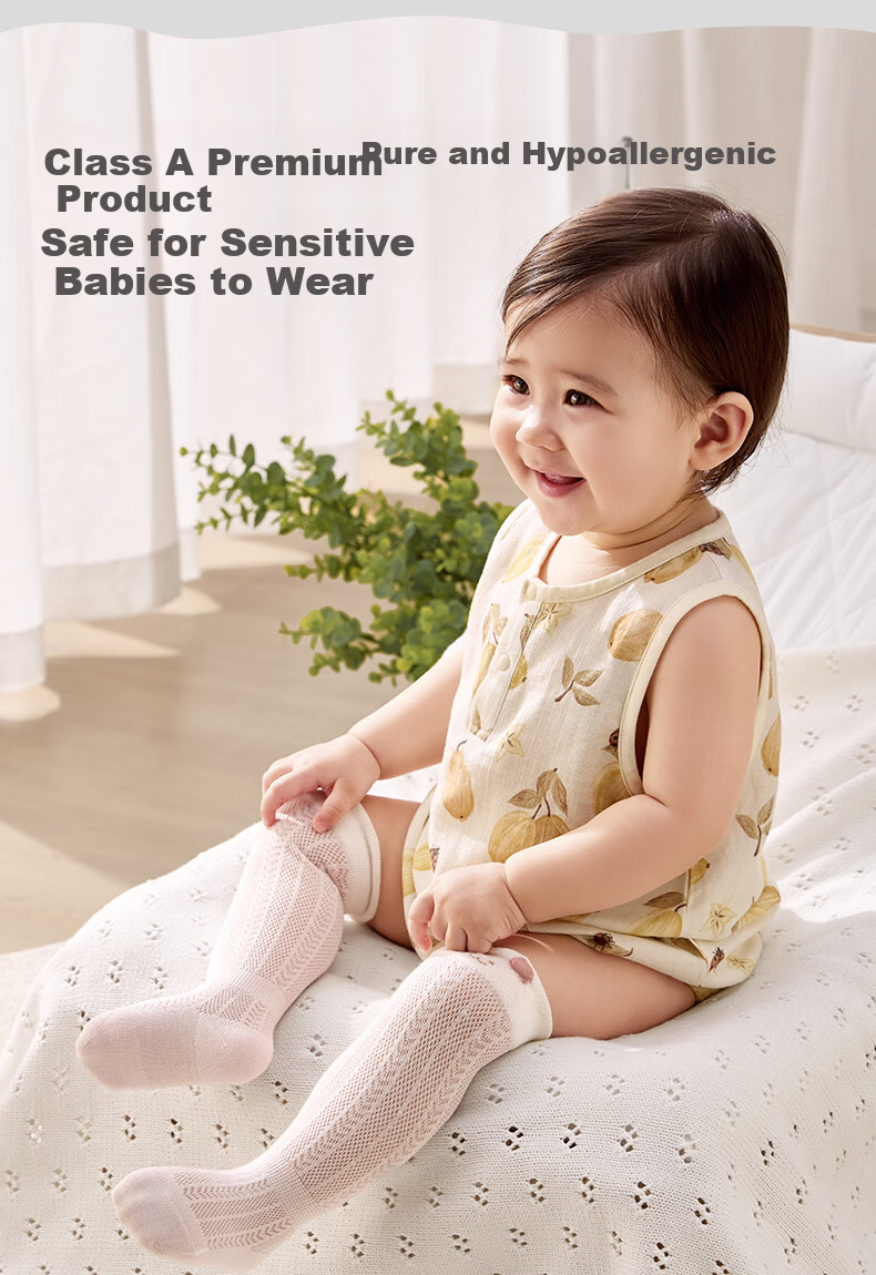 October Crystals Baby Socks Summer Mesh Long Thin Knee-High Anti-Mosquito Over-the-Knee Non-Tight Children's Air Conditioning Socks 7A Antibacterial 14