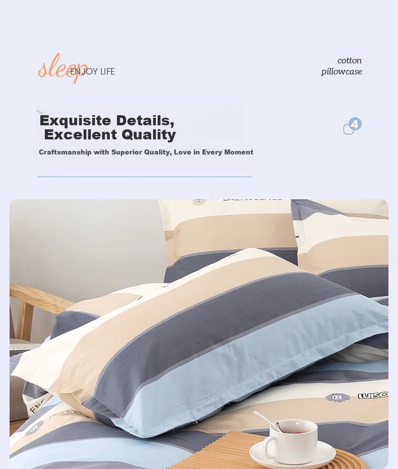 AVIVI A-Class Pillowcase, All-Cotton, One Pair, Pillow Cover, Adult Large Size, for Home Use, Badel, 48*74cm 6