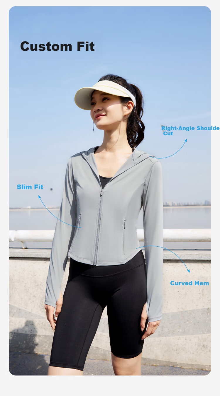 JD Jingzao UPF800+ Sun Protection Cooling Slim Fit UV Protection New Hooded Jacket Black XS 12