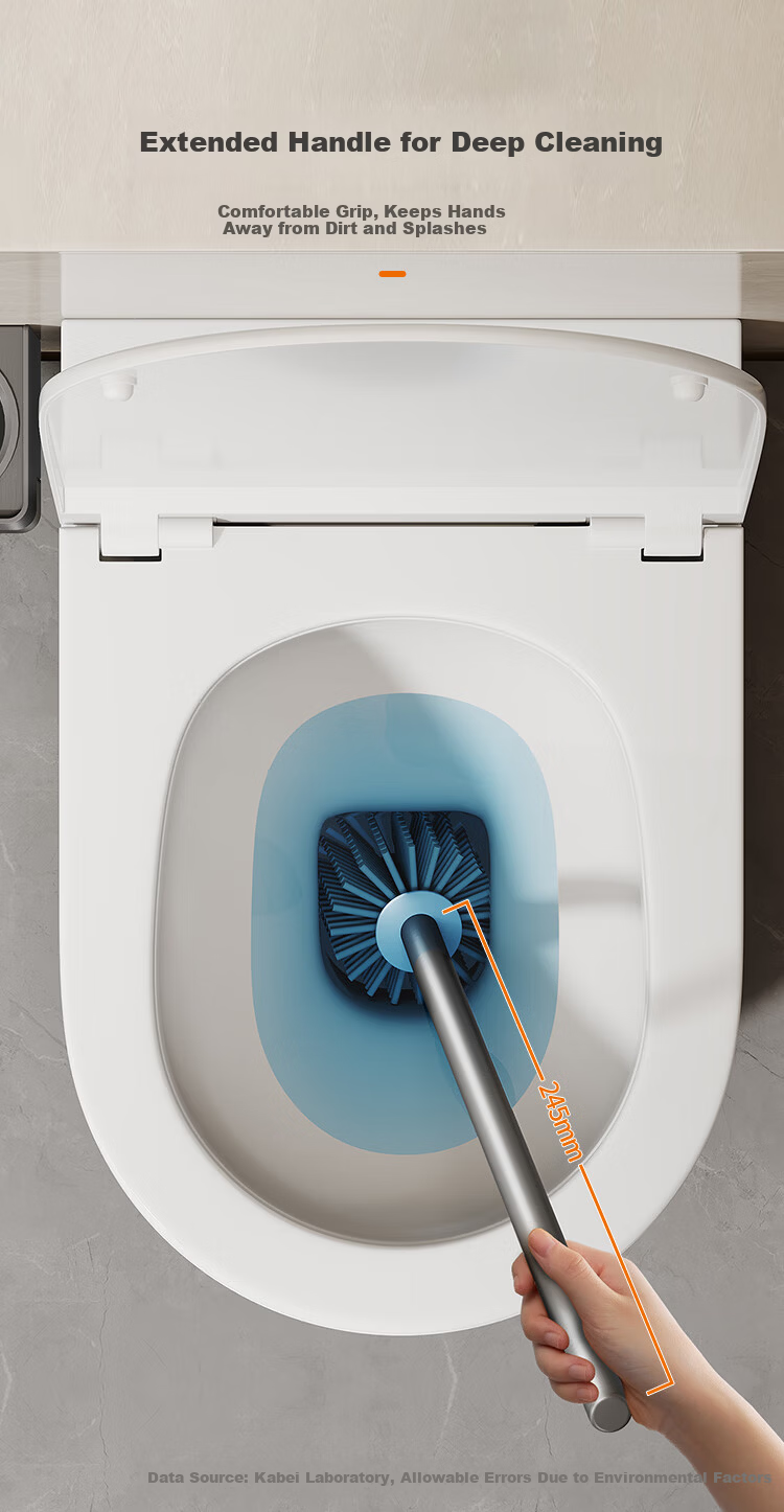 Cobbe Toilet Brush, No Drilling Required, Wall-Mounted Storage Rack, Space Aluminum Gunmetal Gray, Bathroom Silicone Brush, Toilet Cup Holder 3