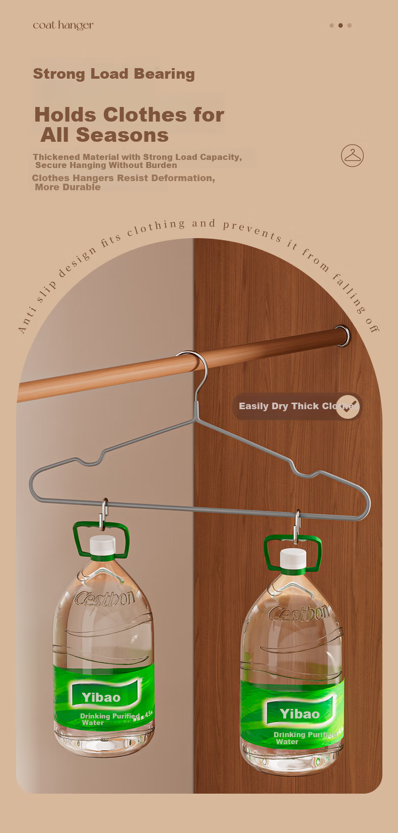Bangnimeijia Clothes Hanger, Thickened for Home Use, Non-Slip Shoulder Angle Drying Rack for College Dormitory 4
