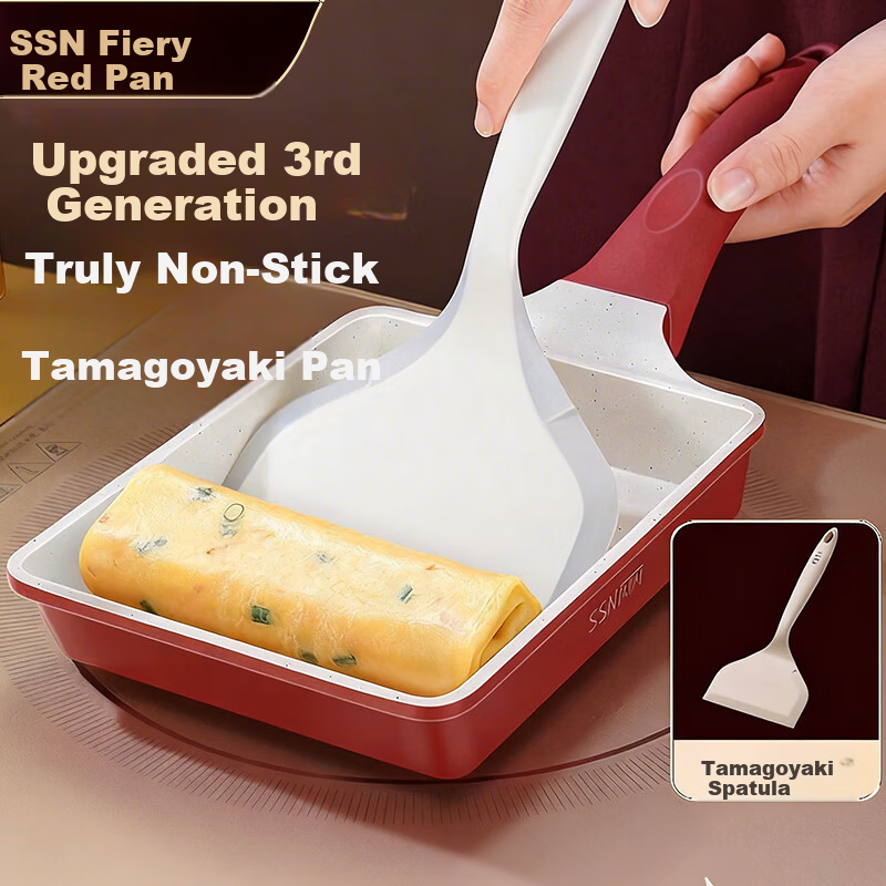 SSN Tamagoyaki Pan Thick Egg Roll Frying Pan Non-stick Rectangular Omelette Pan Breakfast Pan
