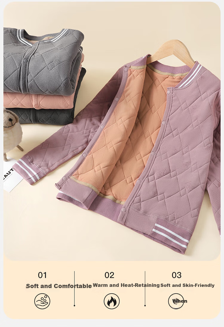 MiiOW Kids Thermal Underwear Boys School Uniform Essential Single Top Inner Layer Autumn Winter Cotton Padded Jacket 4