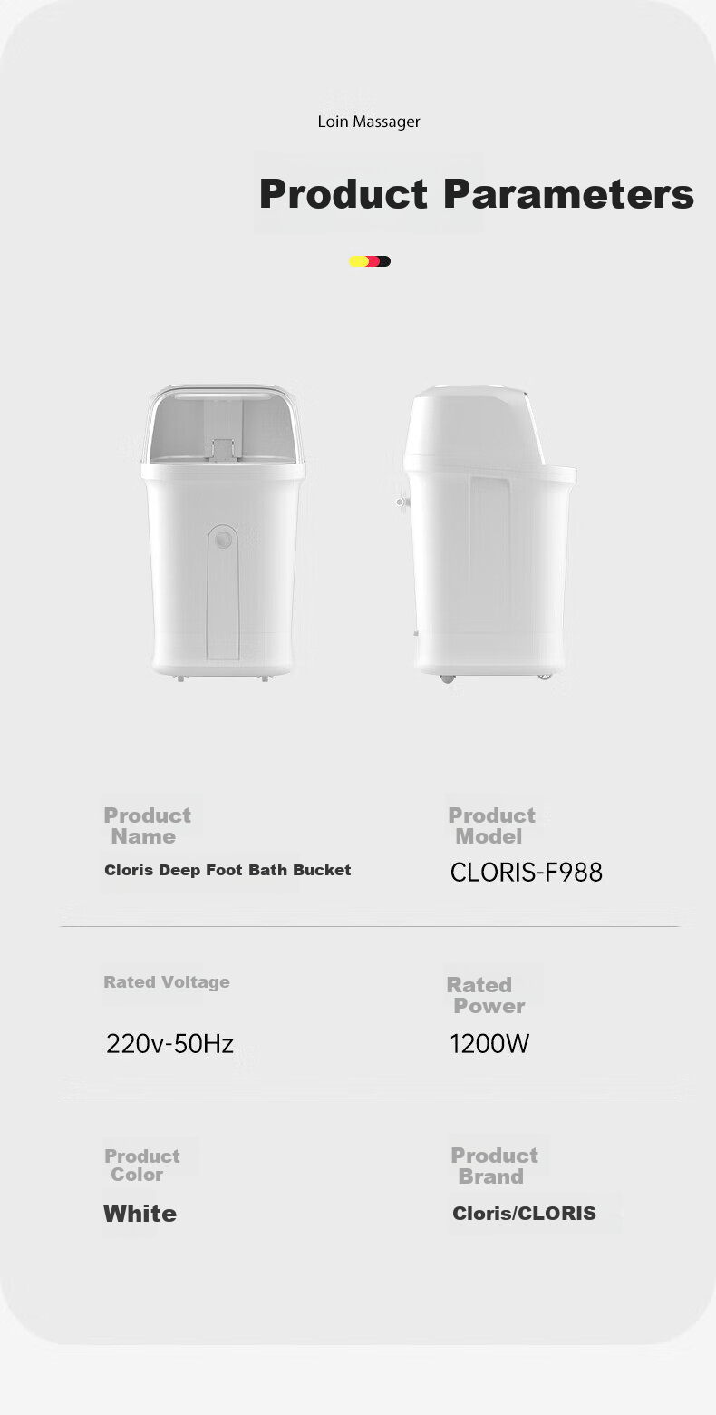 CLORIS Germany 71CM Deep Foot Soaking Tub with Over-Knee Steam Foot Bath, Fully Automatic Electric Massage Heating Foot Basin, Mother's Day Gift F988 46