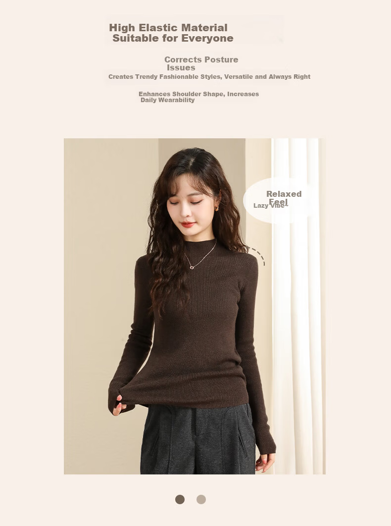 Baleno 2025 Autumn Winter New Women's Knitwear Half Turtleneck Pullover Slim Wool Sweater Top Thin Base Layer 4