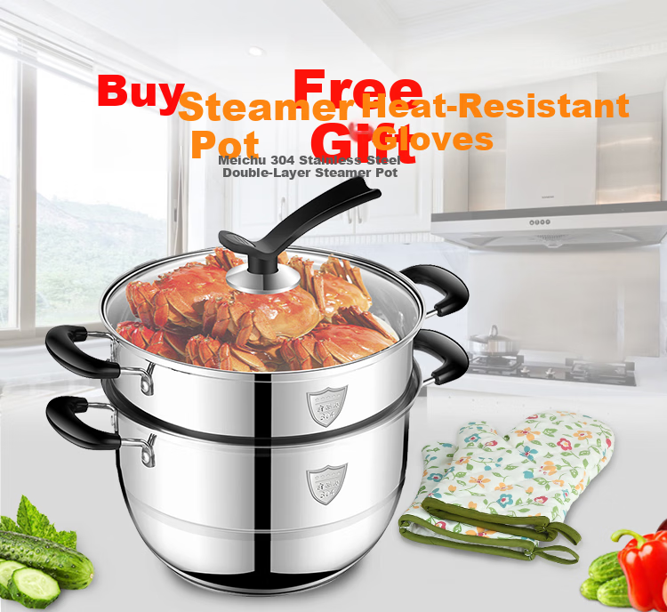 MAXCOOK 316L Stainless Steel 2-Layer 36cm Steamer Large Capacity Soup Pot Compatible with Gas Stove and Induction Cooker MCZ961 1