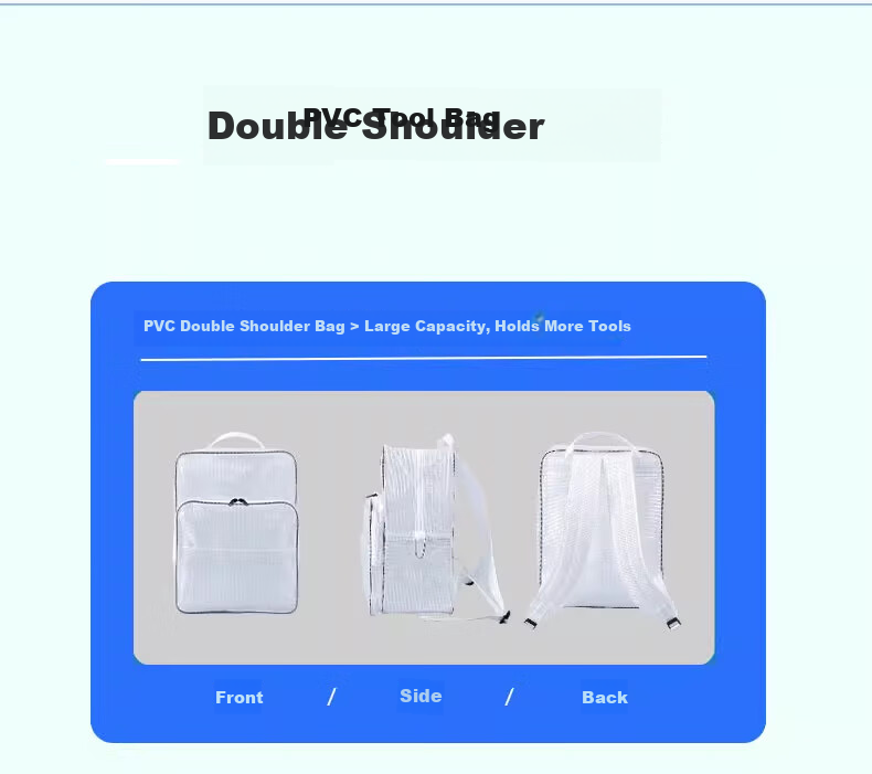 BAIGE Full PVC Dust-Free White 17-Inch Small White Mesh Dust-Free Room Workshop Storage Transparent Backpack Tool Bag 3