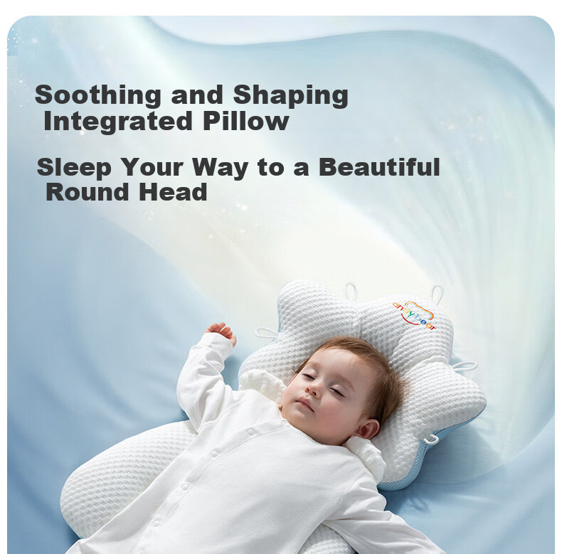 Aibedila Baby Shaping Pillow Newborn Head Correction Pillow 0-6 Months Anti-Flat Head Sleep Aid Blue 1