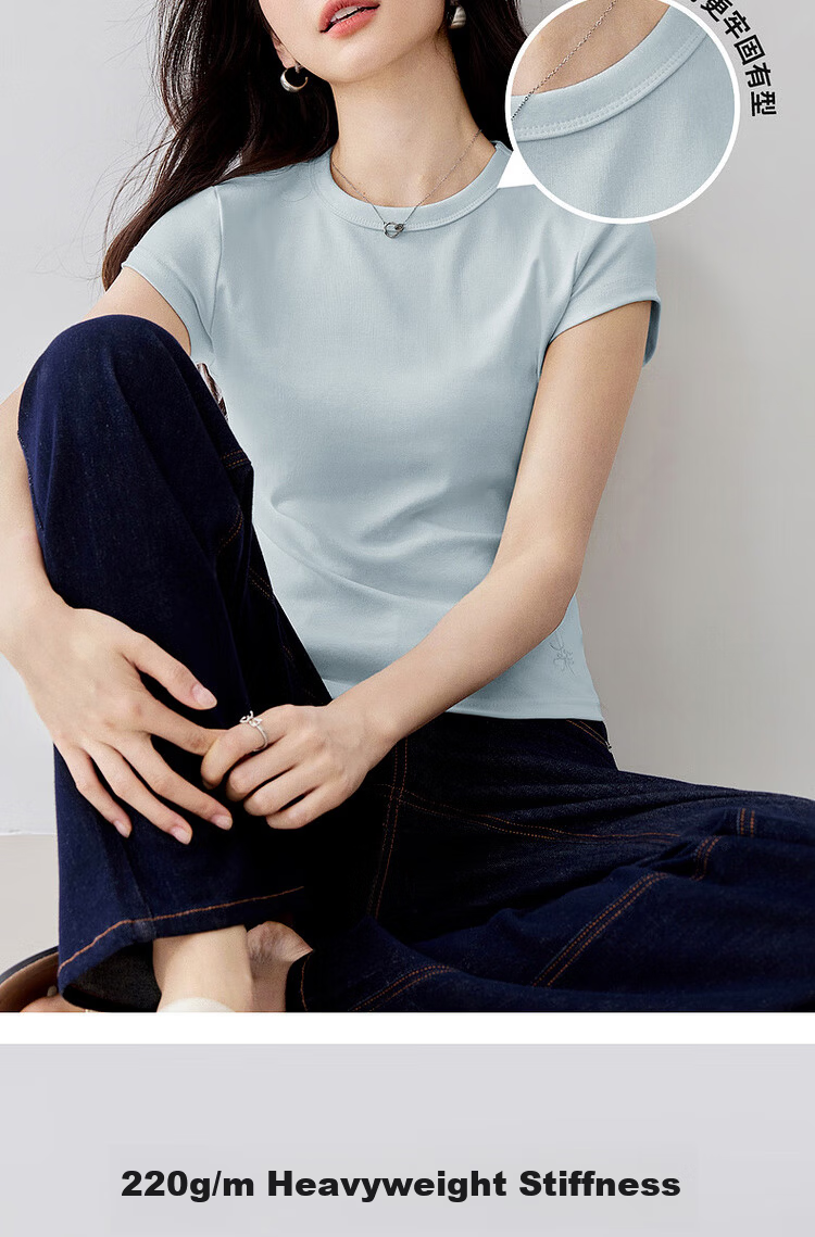 Sentubila Minimalist Commuter Short Sleeve T-Shirt Women Spring Slim Fit Knit Shirt Crop Top Dark Heather Gray XL 11
