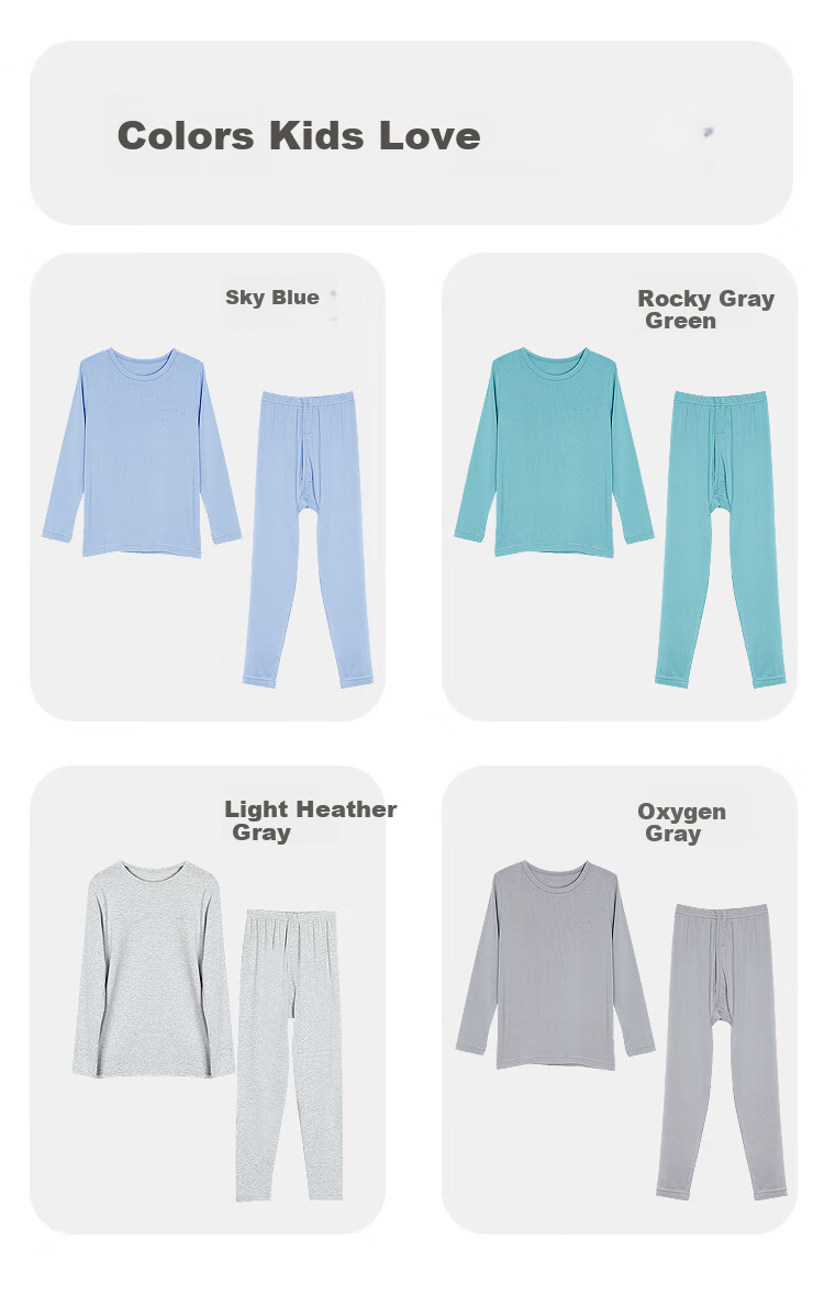 Hodohome Boys' 7A Antibacterial Modal Thermal Underwear Set, Gray, Size 140 10