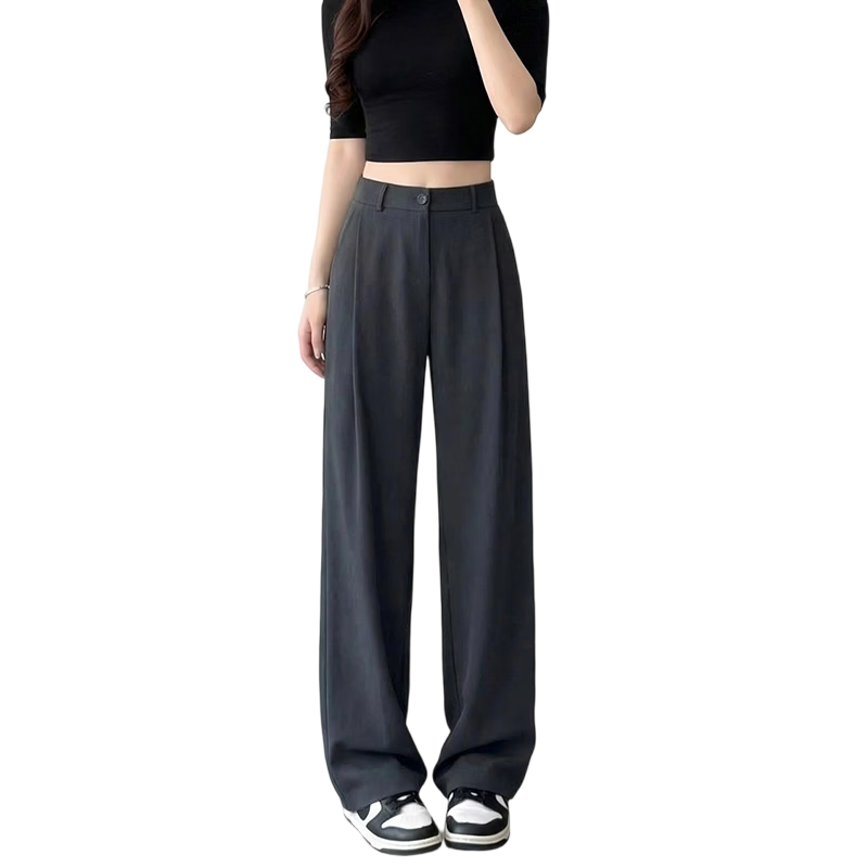 Free Style Wide-Leg Pants for Women Summer Thin Suit Pants 2026 New High Waist Slim Loose Draped Narrow Straight Casual Trousers