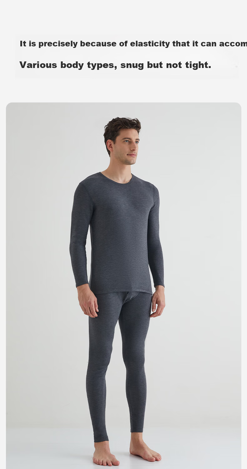 Hengyuanxiang Winter Hot Sale Thermal Underwear Unisex Antibacterial Heating Cashmere Silk Amino Acid Thickened Autumn Top and Bottom 10