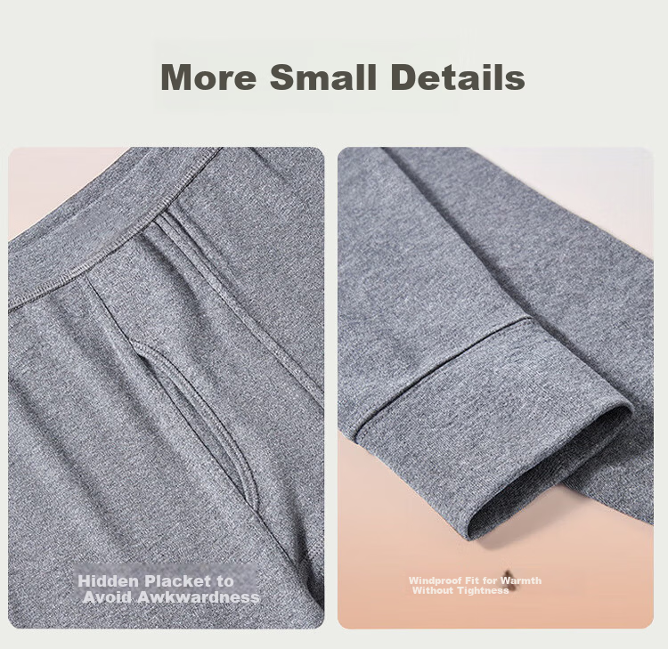 XUEXIMAN 100% Cotton Men's Thermal Pants Wool Silk Knee Support Antibacterial Thin Warm Cotton-Lined Trousers 10A 14