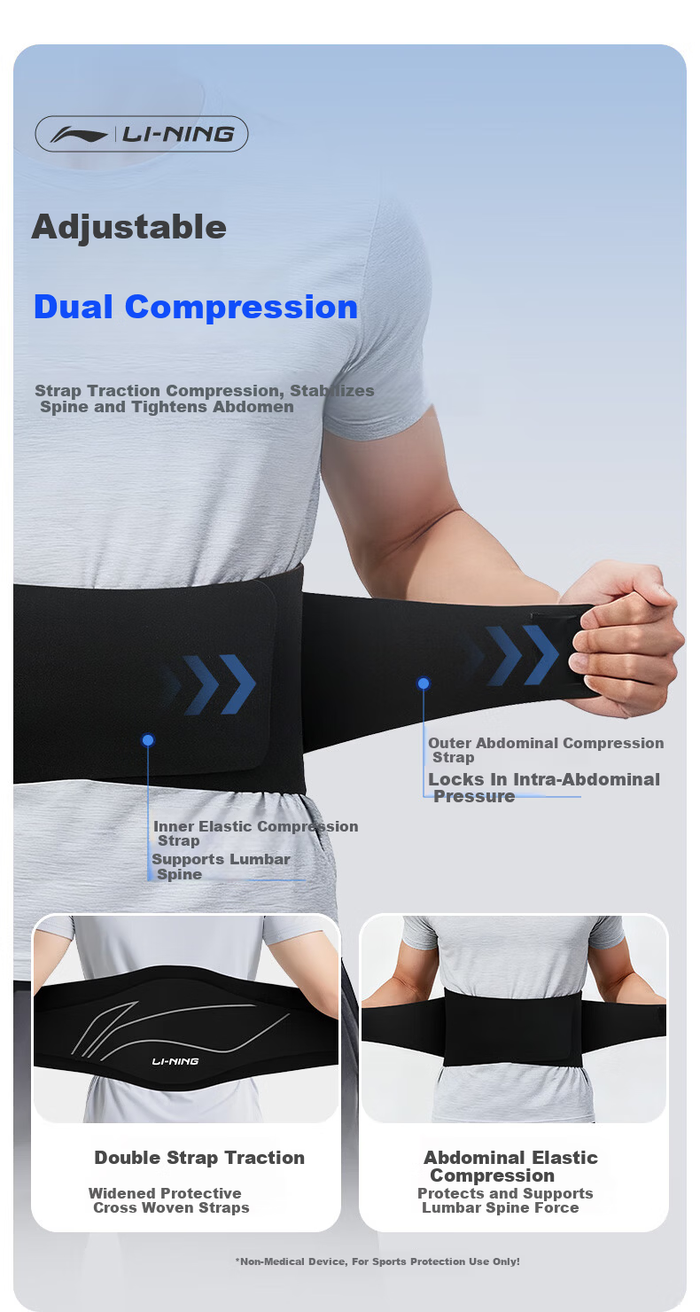 LI-NING Lumbar Support Belt for Men, Herniated Disc Relief, Waist Muscle Strain, Sports Waist Pain, Ultra-Thin for Prolonged Sitting and Standing 9