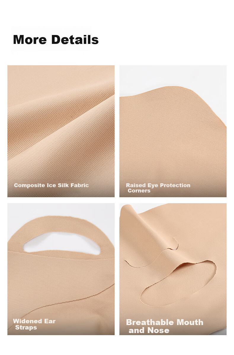 GOLOVEJOY High-Performance Sunscreen Mask Ice Silk Cooling Breathable Outdoor Cycling Commuting UV Protection Eye Corner Face Mask Black 6
