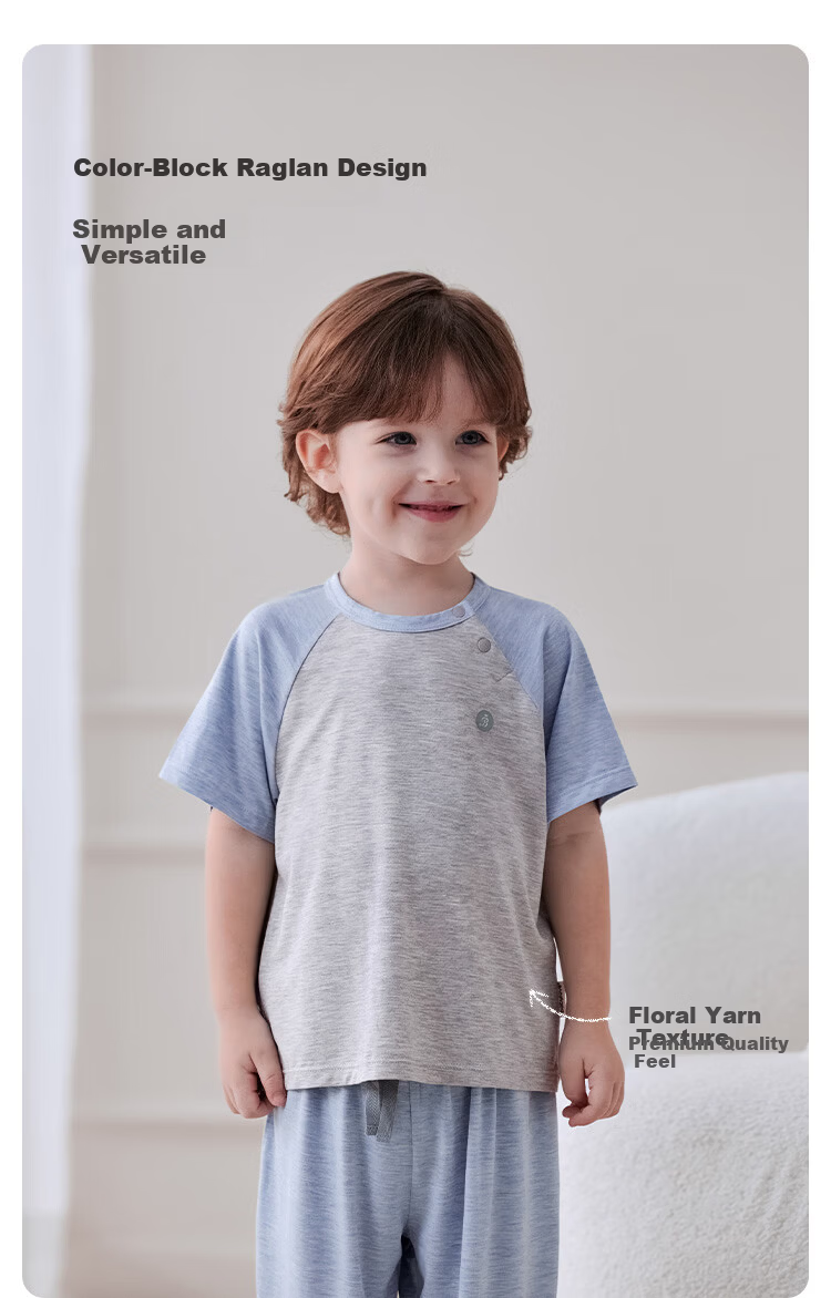 Babylove Baby Summer Thin Bamboo Fiber Short Sleeve T-Shirt Mosquito-Repellent Breathable Kids Air Conditioning Pajamas Set 7