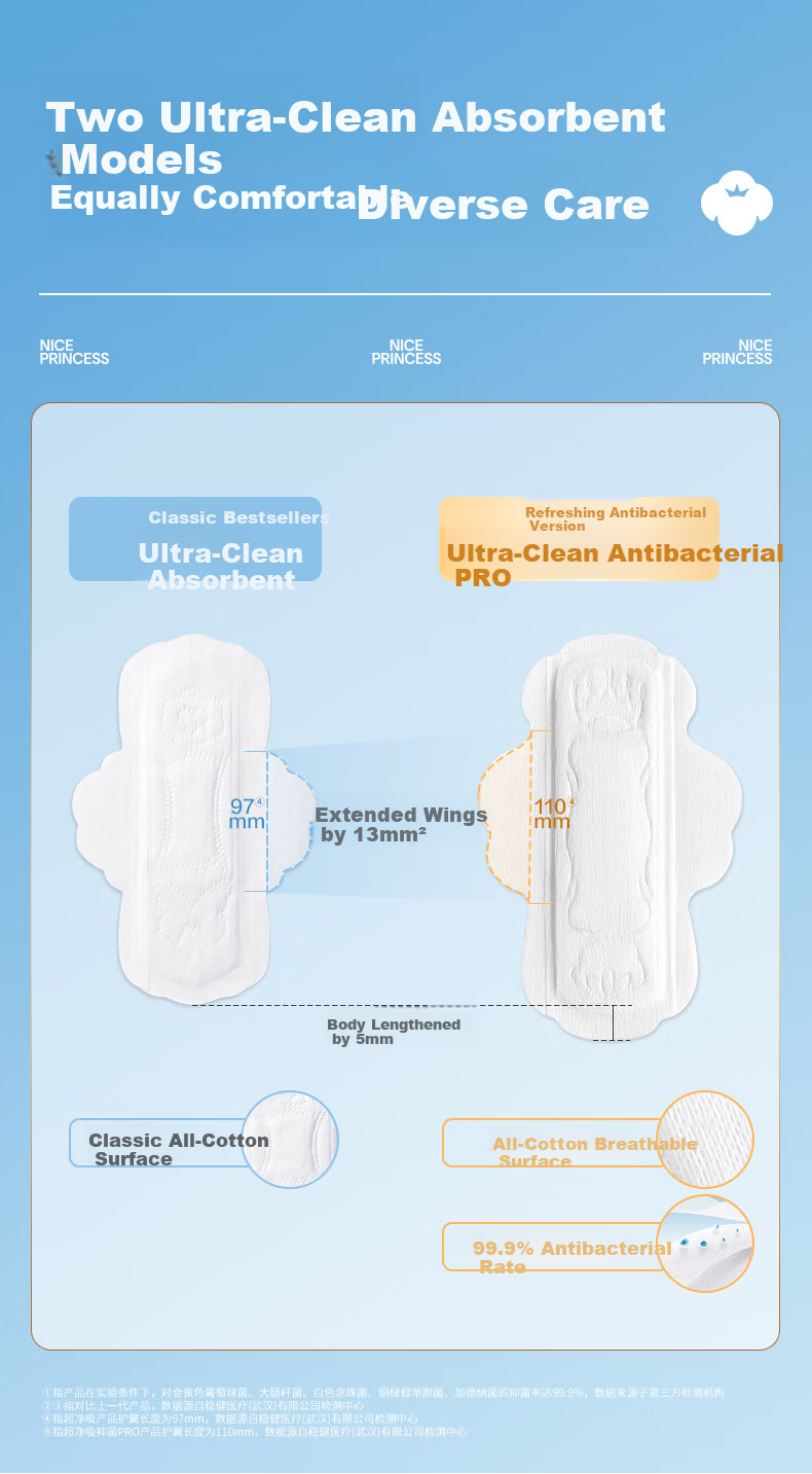PurCotton Era [Endorsed by Lu Yuxiao] Nice Princess Antibacterial Daily Sanitary Pads Set 15