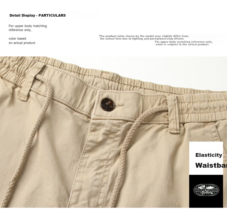 EASTERN CAMEL Men's Casual Loose Cotton Summer Breathable Simple Solid Thin Versatile Cargo Shorts 16