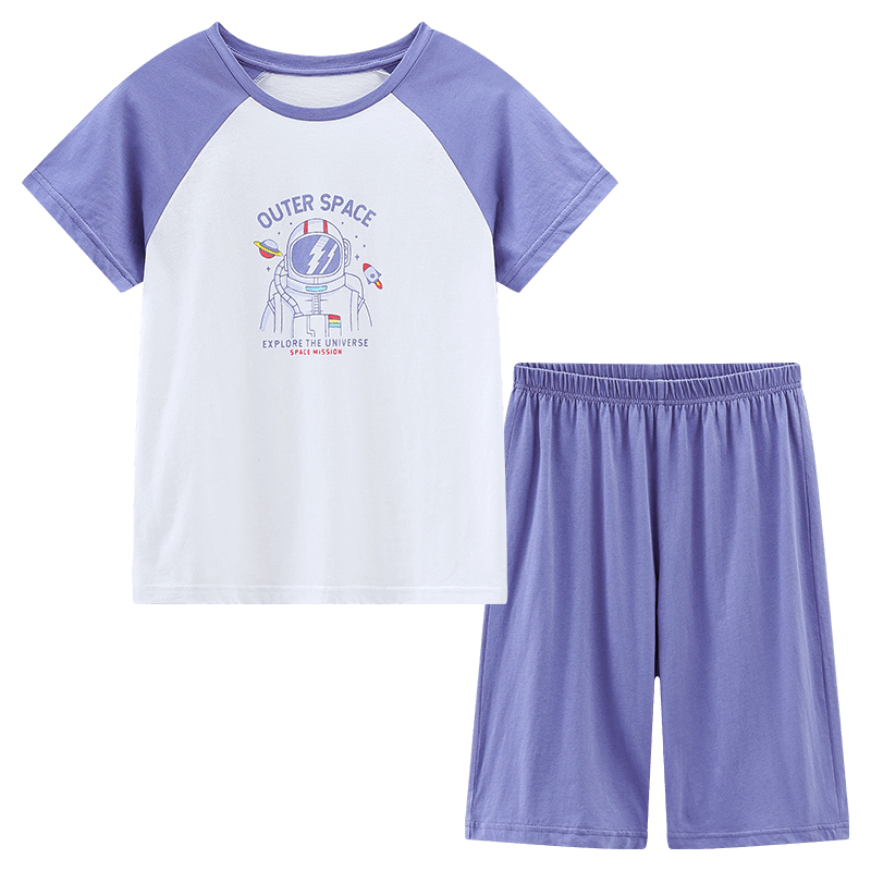 Hodo Children's Pajamas, Pure Cotton Short-Sleeve Shorts, Home Wear Set, Boys And Girls Baby Air Conditioning Clothes J3337 165