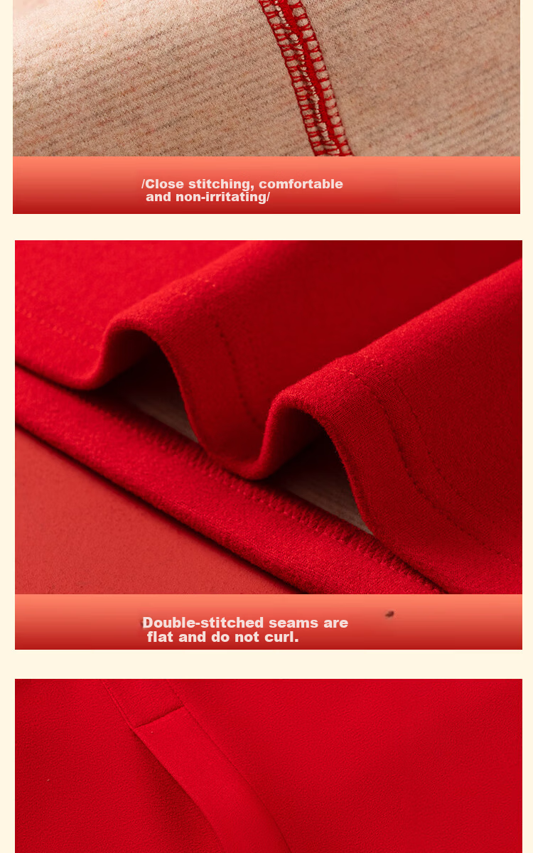 MiiOW Women's Red Thermal Underwear Set for the Year of the Horse, Including Socks, Autumn Clothes, and Pants, Suitable for Marriage and Birth Year Celebration 19