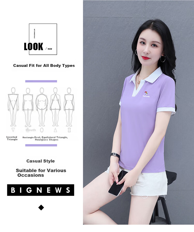 TUCANO Ice Silk Shoulder Polo Shirt Women's Short Sleeve Slim Fit Summer Mom Top White 3XL 4