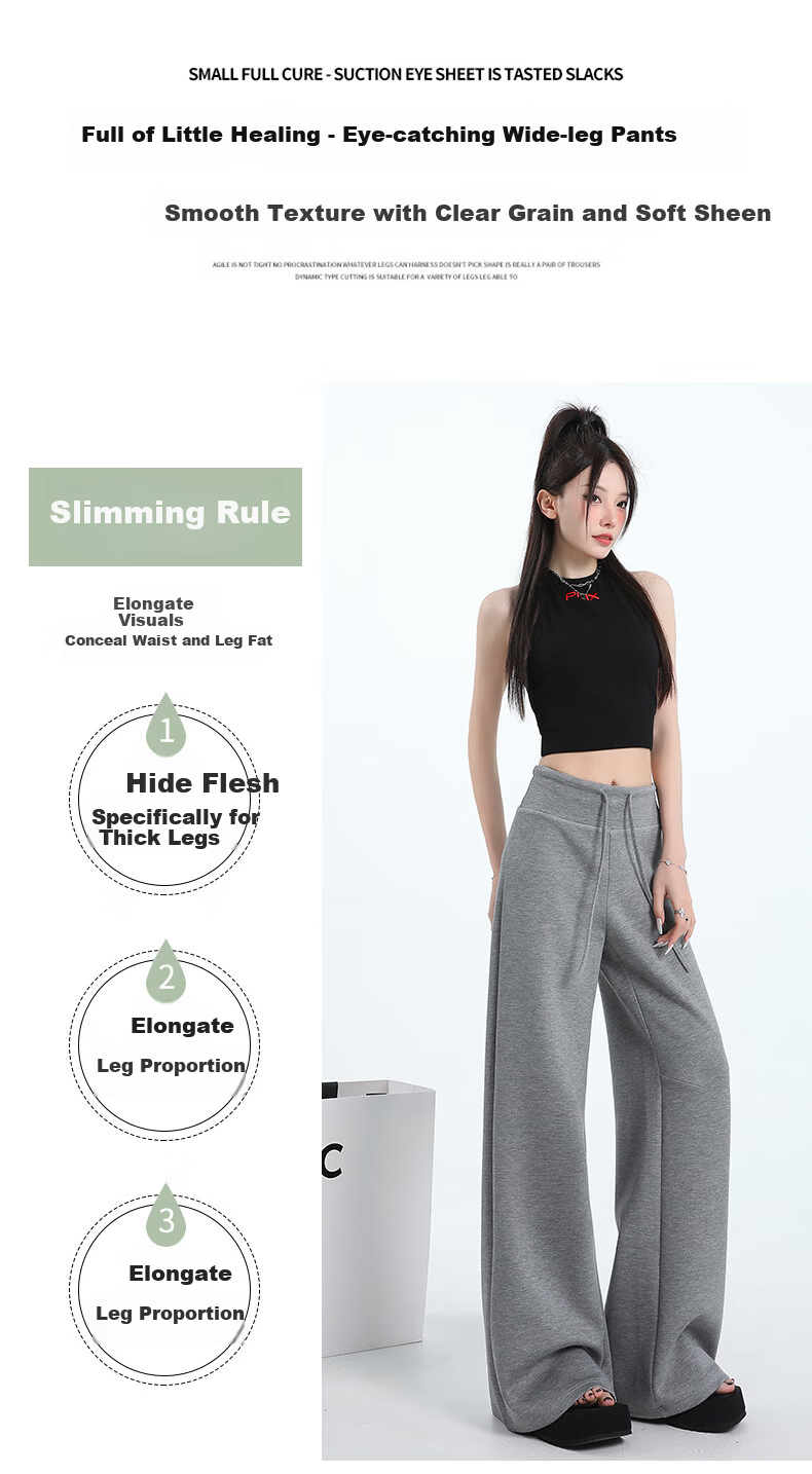 MiiOW American-Style Sports Pants for Women, 2026 New Spring And Summer High-Waist Straight-Leg Loose Casual Sweatpants Wide-Leg Trousers 11