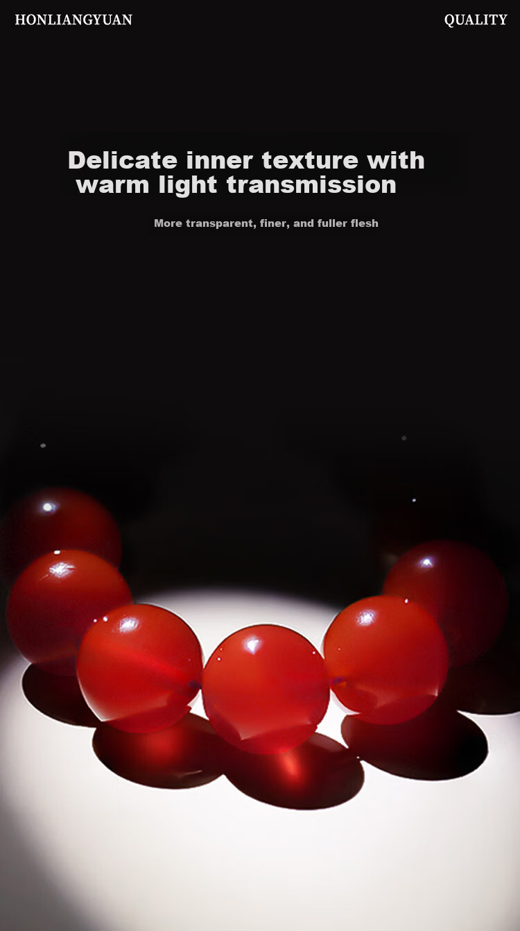 Hongliangyuan Natural Red Agate Bracelet Lucky Bead Buddhist Beads Birthday Gift Red Agate Crystal Bracelet Unisex 6mm 12