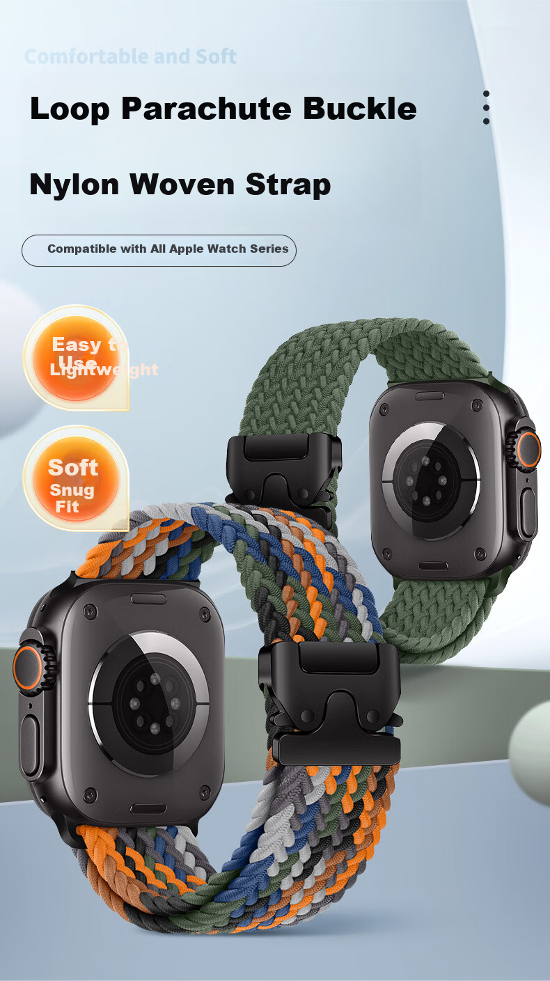Binghong Nylon Parachute Buckle Watch Band for Apple Watch Ultra 3/SE3/Ultra 2/S11/S10/S9/8/SE2 - Dark Olive Green 1