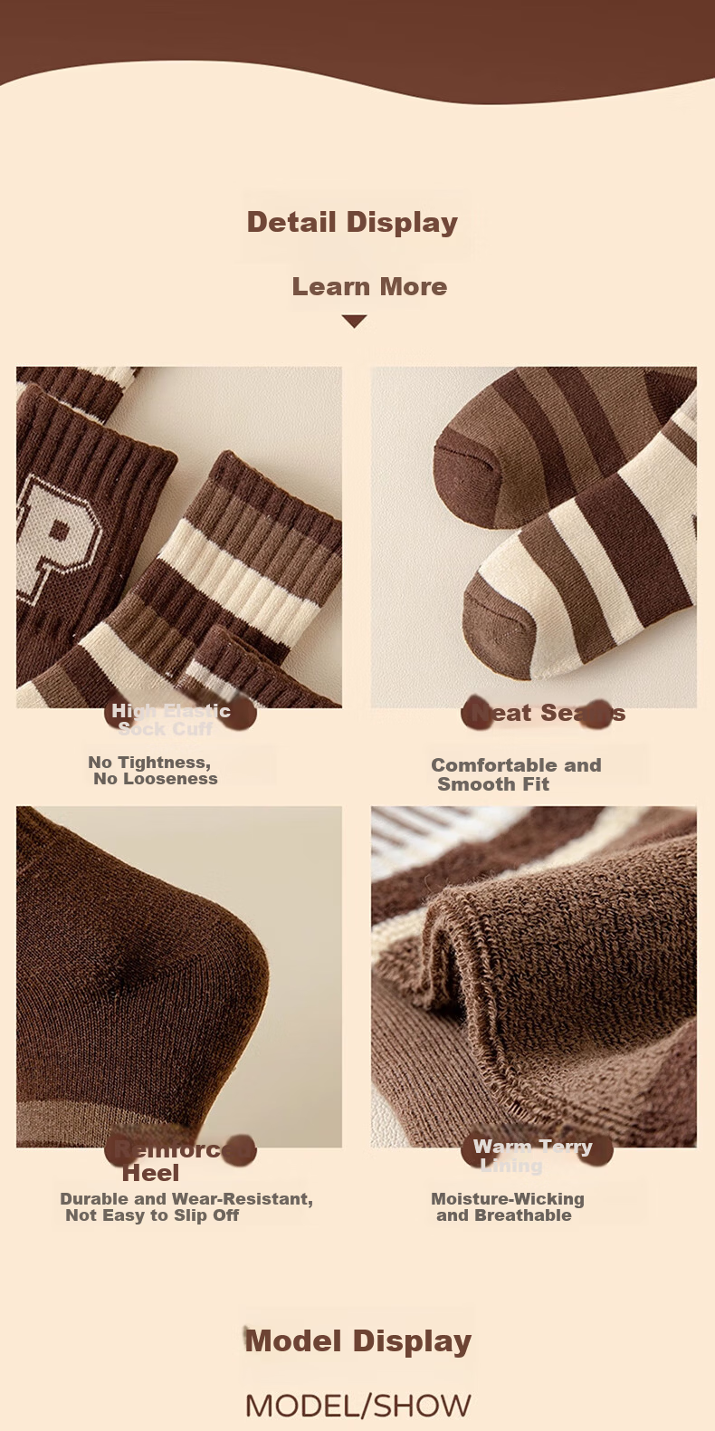 Miiow Kids Cotton Socks Autumn Winter Terry Boys Thickened Fleece Mid-Calf Cold-Resistant Warm Socks Northeast Style 8