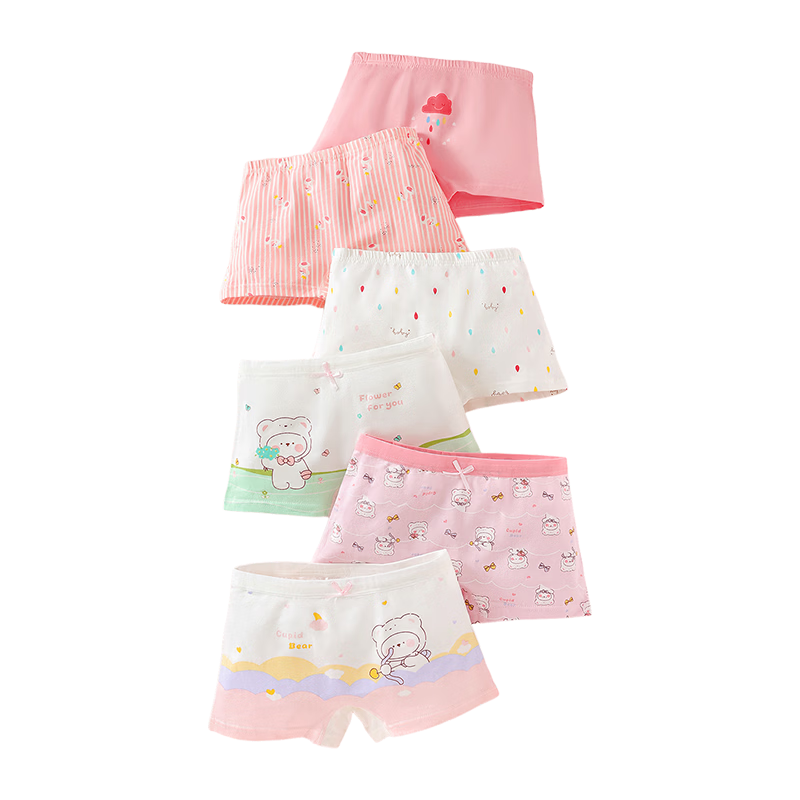 Bingxue Kapok Children's Underwear Girls Pure Cotton Class A Boxer Shorts 10A Antibacterial Breathable Pink Toddler Shorts