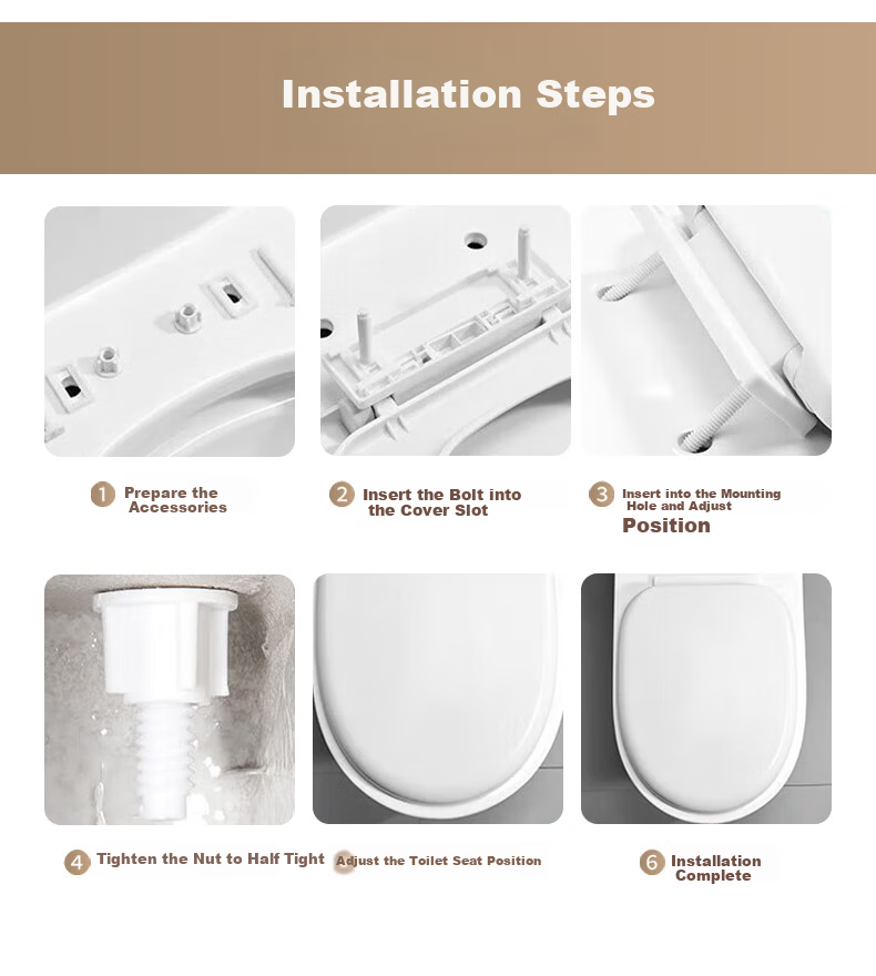 Jingmi Premium Slow-Closing Toilet Seat Universal V-Shaped Thickened Top-Mounted Toilet Lid Cushion 7006 15